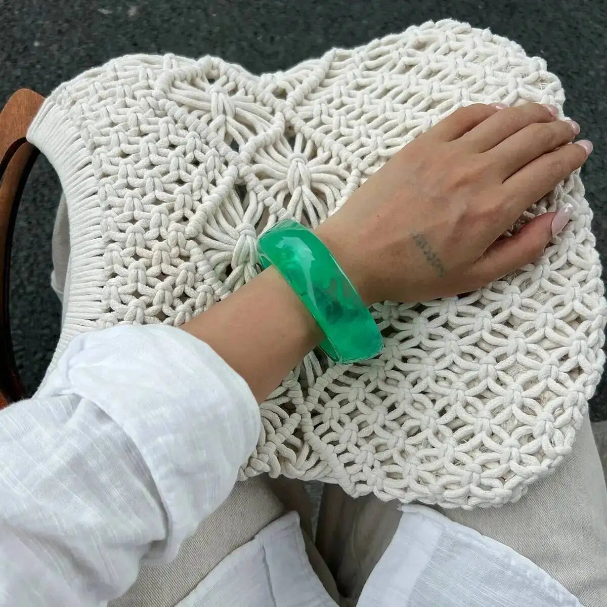 Y2K Transparent Resin Acrylic Bangles for Women New Trend 2025 Boho Irregular Geometric Wide Bracelet Charms Jewelry