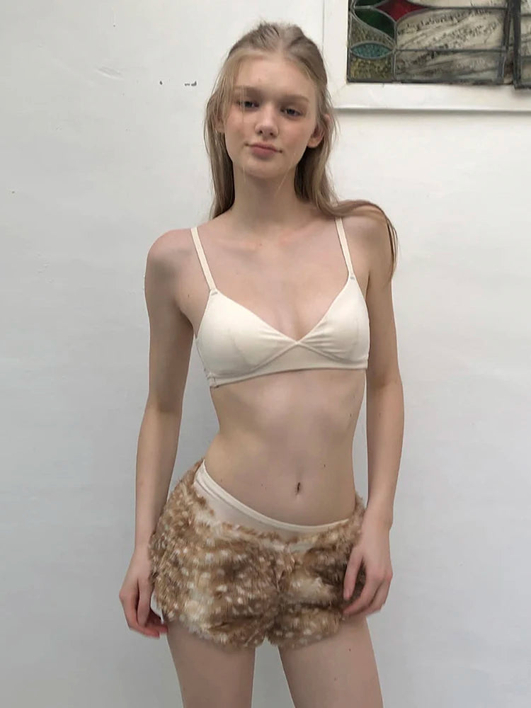 Gradient Fluffy Shorts Women Elastic Waist Sexy Hottie Peach Butt Midnight High Street Wild Music Festival Bottom