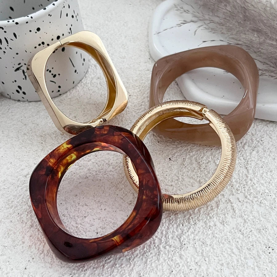 2025 Trendy Stacking Resin Bangles for Women Men Hip Hop Irregular Chunky Cuff Bracelets Charm Accessories Jewelry