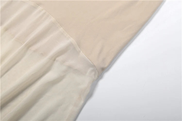 Patchwork Mesh Maxi Dress Women o-Neck Sleeveless Folds Skinny Elegant Banquet Fashion Vacation Classic Chic Vestidos