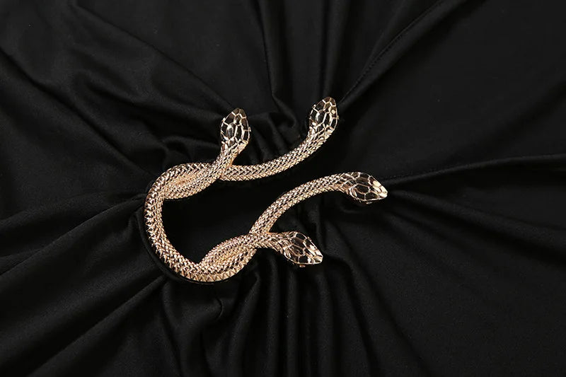 Hardwear Detail Deep V Neck Long Sleeve Maxi Dresses Red Black Party Dress Woman Elegant Fall 2025