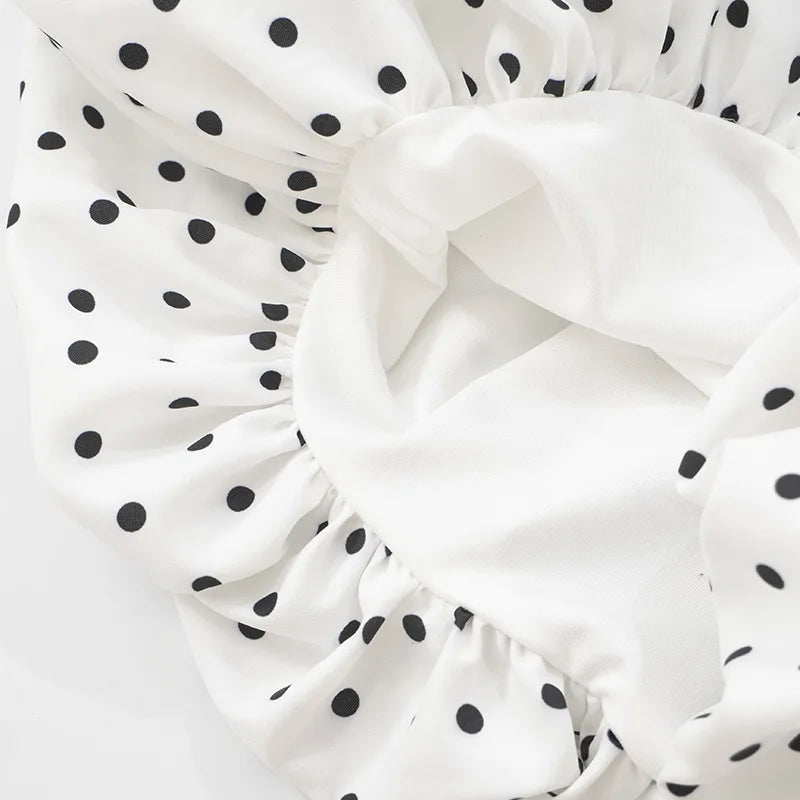 Polka Dot Splicing Black Tube Dress French Style Cute Summer Short Dresses Woman Clothing