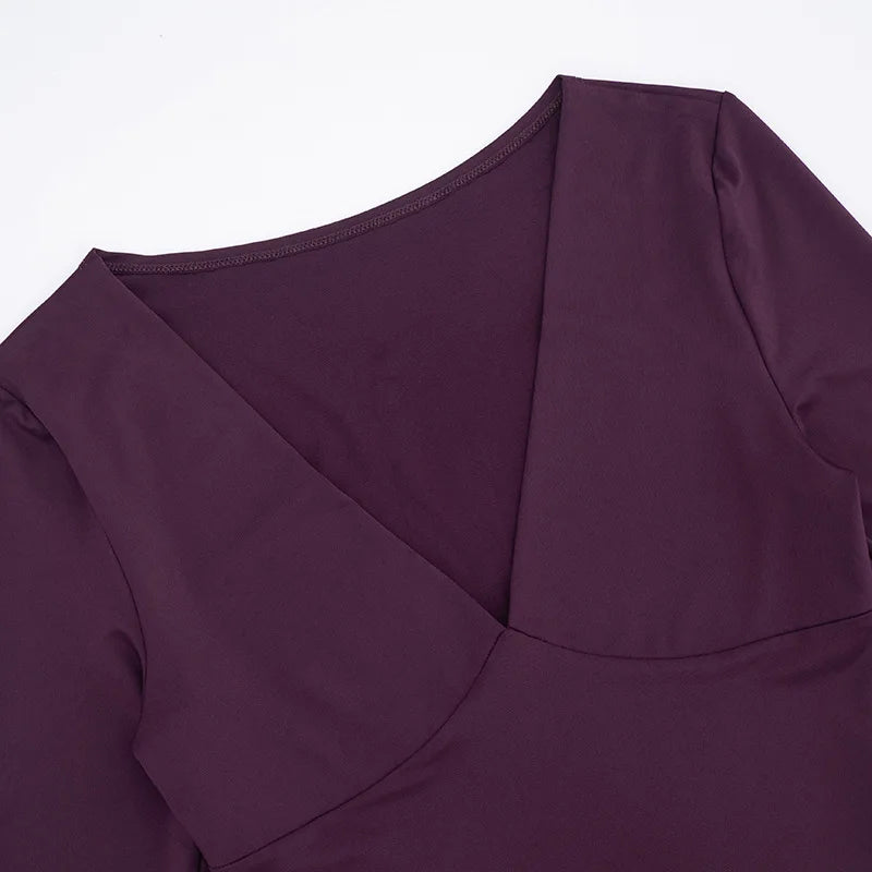 Solid Color Slim Low Cut Deep V Long Sleeve Tops for Woman Sexy Fall Clothes Basic Casual Tee Shirts Ladies