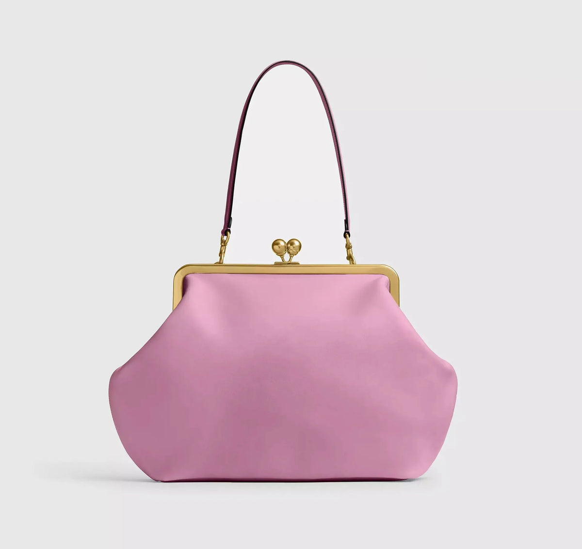 Fashion Large Kisslock Clutch Bag for Women Designer Clip Shell Women Shoulder Bags Luxury Soft Pu Leather Pink Color Handbags