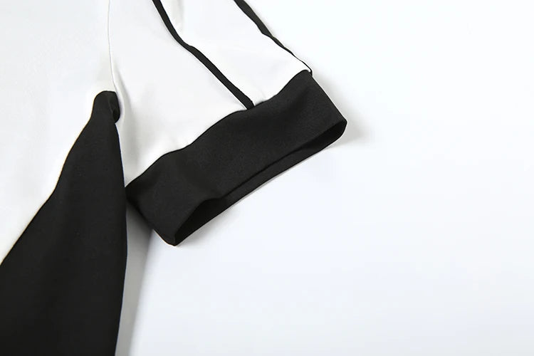 Summer 2Piece Set Tracksuit Women Zip Patchwork Shorts Sleeve Crop Tops+Shorts Matching Sporty Skinny Stretch Outfits