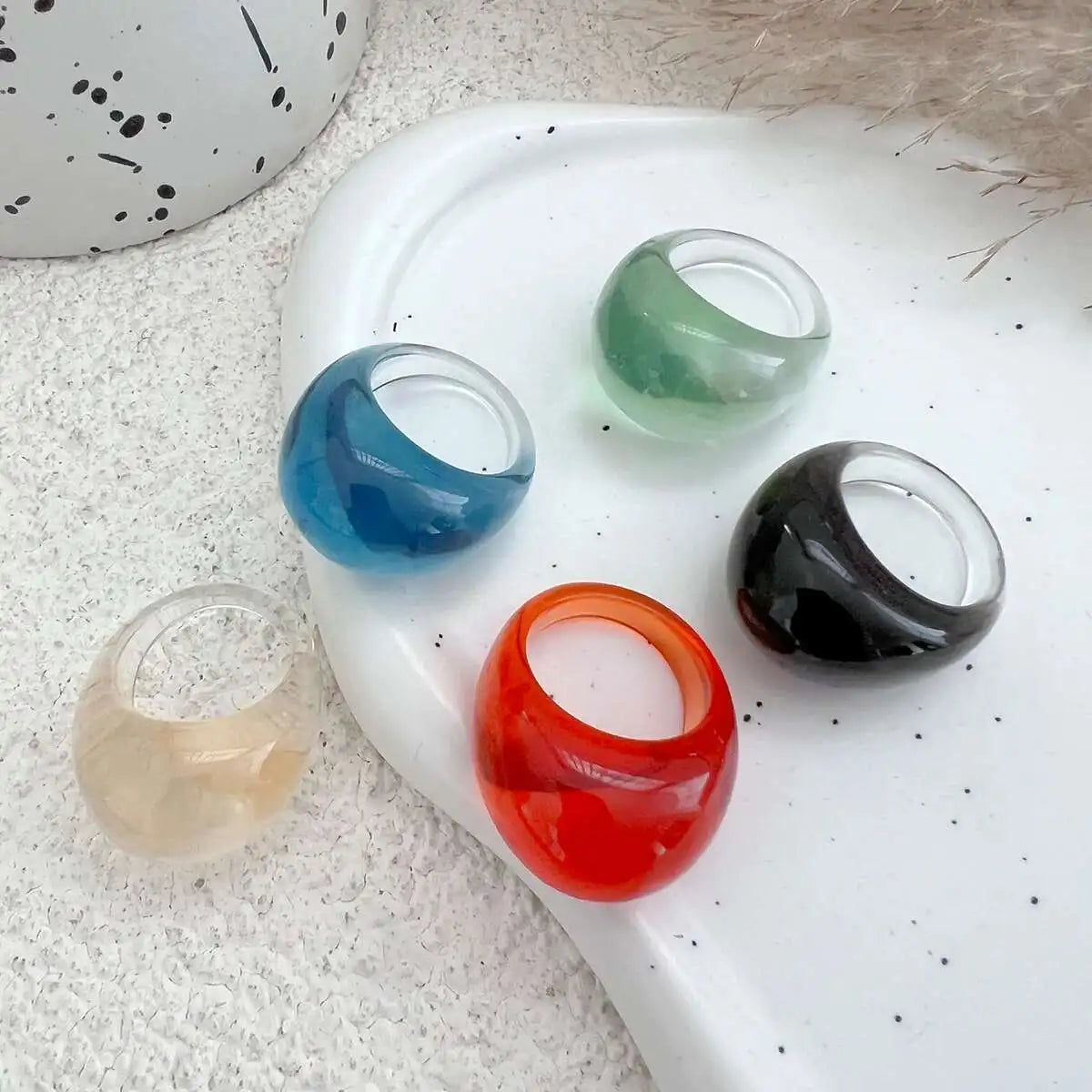 Y2K Kpop Colorful Resin Plastic Finger Rings for Women Trend New Fashion Boho Irregular Rings Aesthetic Jewelry Gift