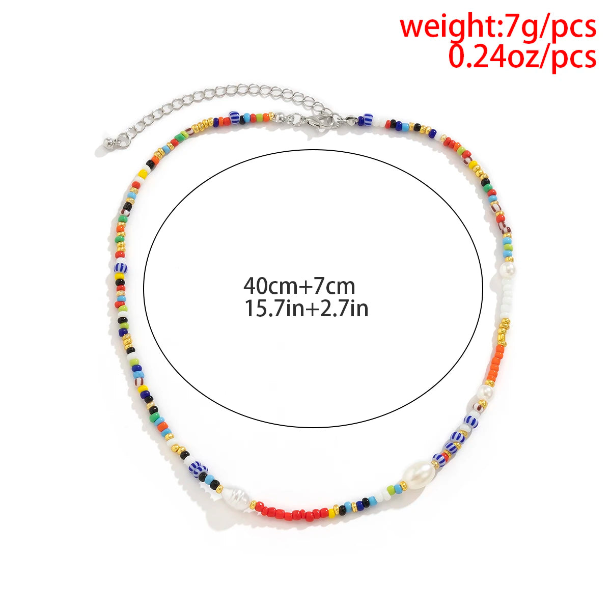 Cute Hip Hop Colorful Rice Beads Short Chokers Necklaces for Women Sweet Bohemian Imitation Pearl Neck Chain Girls Party Jewelry