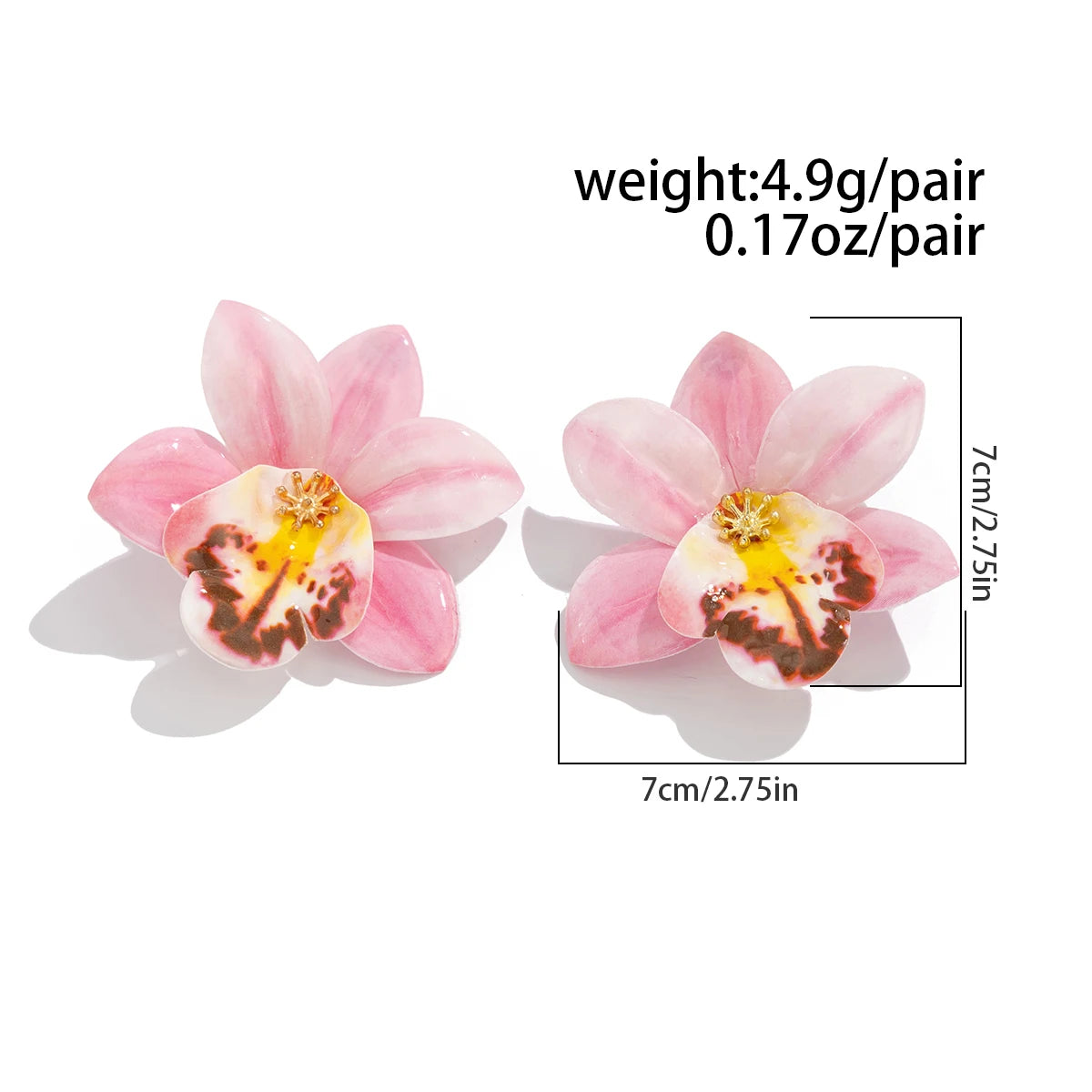Y2K Boho Colorful Large Petal Flower Stud Earrings for Women New Trend Kpop Geometric Piercing Earrings Party Jewelry
