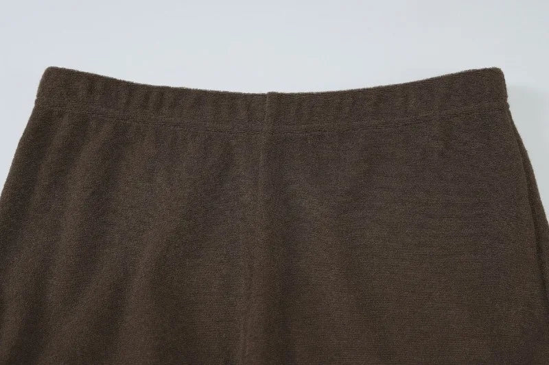 Women 2 Piece Set Outfit Cozy Knit One Shoulder Long Sleeve Top High Waist Flare Pants Set Winter Woman