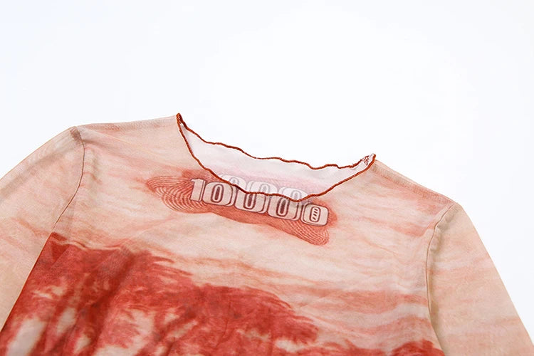 See Through Women 2 Piece Set Sexy Print Coquette Crop Tops+Leggings Stretch Tight Clubwear Matching Summer Outfits