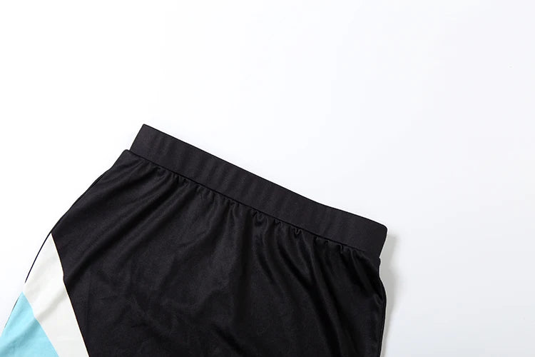 Letter Print 2 Piece Set Women Tracksuit Patchwork Button Crop Jacket+Skirts Matching Streetwear Sporty Casual Outfits