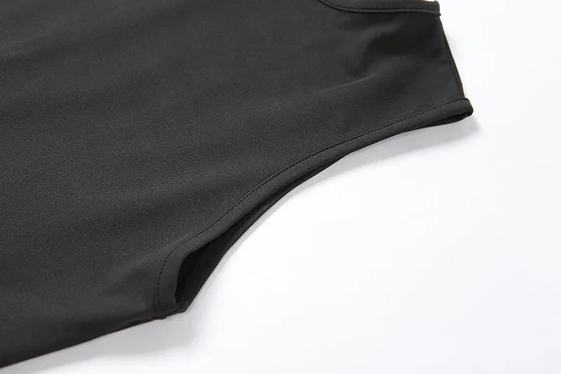 Sporty Hip-Lift Romper Women Zipper Solid Stretch Skinny Round Neck Fitness Playsuit Sleeveless Casual Street Bodycon