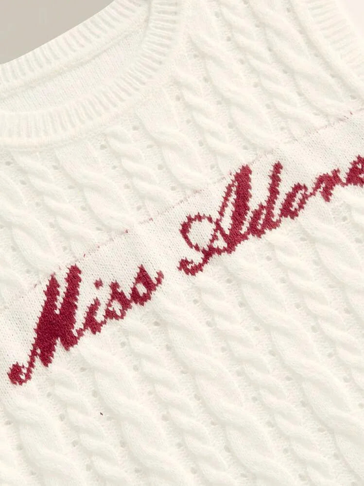 Casual Crochet Tank Tops Women Summer New Trend Letter Embroidery Street Fashion Versatile Y2K Style Simple Outfits