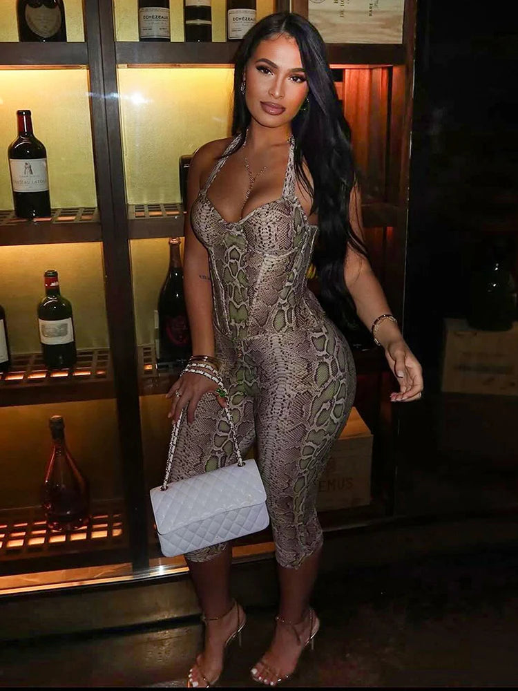 Coquette Serpentine 2 Piece Set Women Tracksuit Sexy Halter Backless Tank Tops+Skinny Shorts Matching Street Clubwear