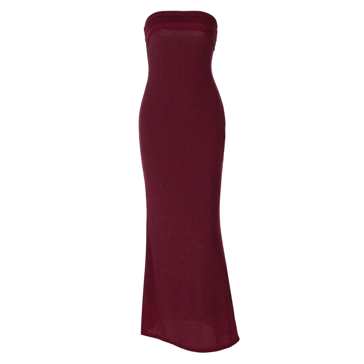 Glitter Burgundy Strapless Maxi Dress Elegant Evening Gown Sexy Birthday Mermaid Dresses Luxury 2026