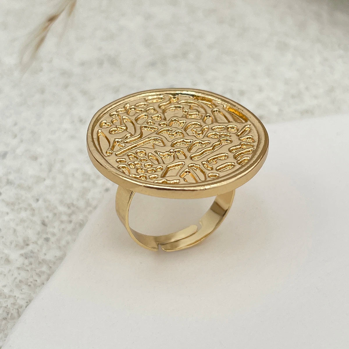 20 Styles Boho Unique Gold Color Petal Flower Rings for Women Punk Geometric Adjustable Rings Couple New Year Jewelry