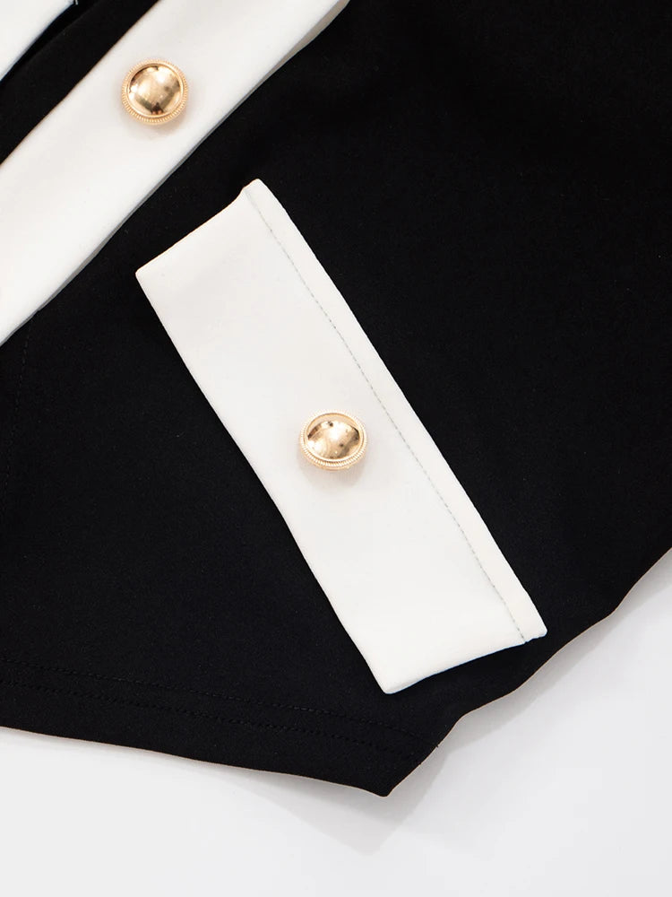 Metal Buckle Women 2 Piece Set Halter Patchwork Backless Tank Tops+Mid Short Matching Slim Streetwear Elegant Outfits