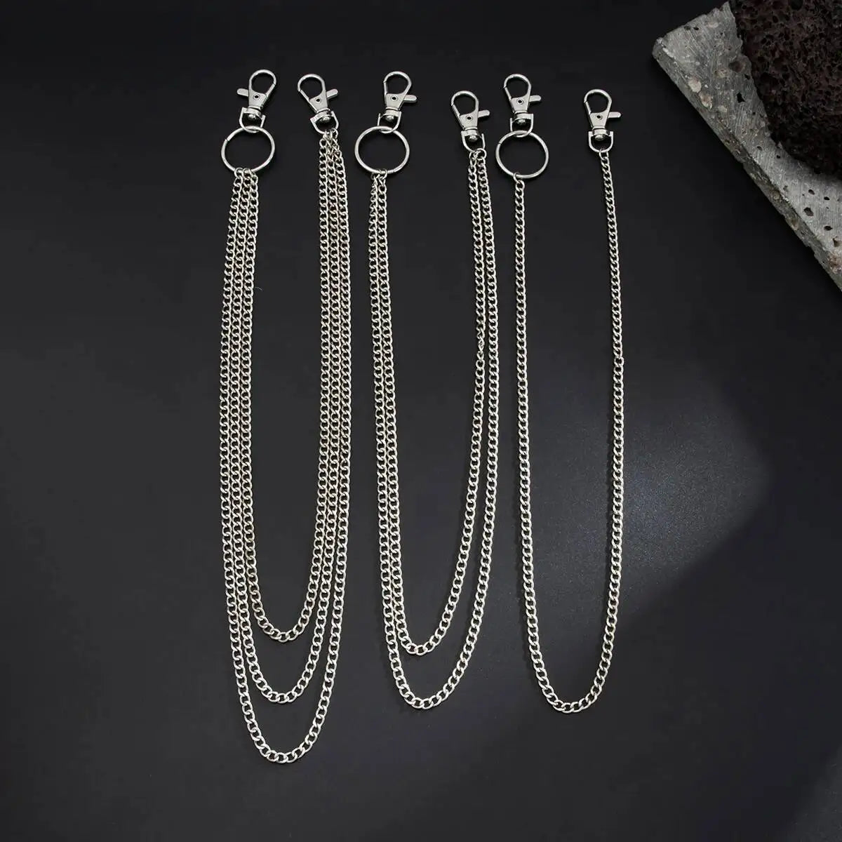 3Pcs/Set Hip Hop Multilayer Metal Keychain Waist Belts Chain for Women Men Punk Trousers Pants Chain Street Jewelry