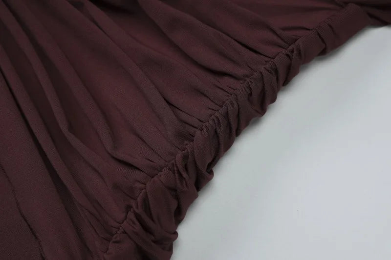 Deep V Neck Backless Split Maxi Dress Sexy Summer Brown Long Dresses Women Beach Vacation Outfits