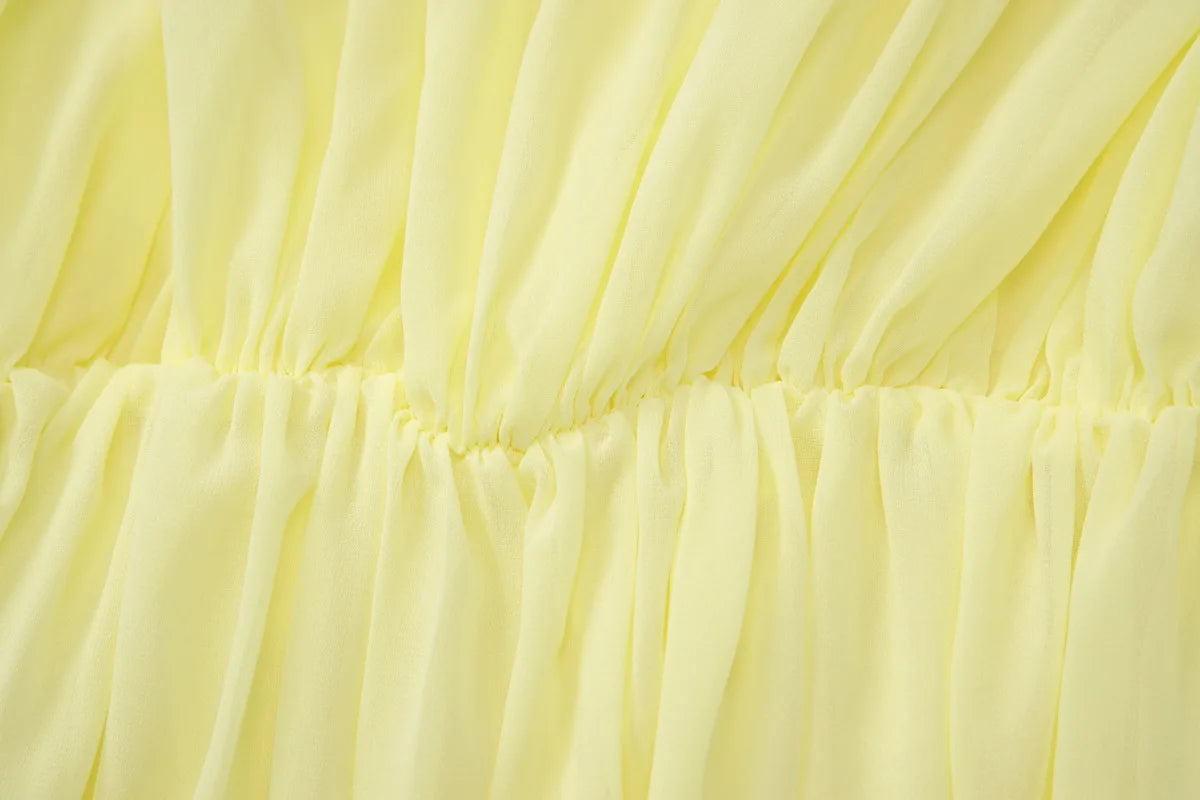 Sexy Mesh Backless Halter Mini Dress Yellow 2026 Summer Dresses for Women Vacation Outfits