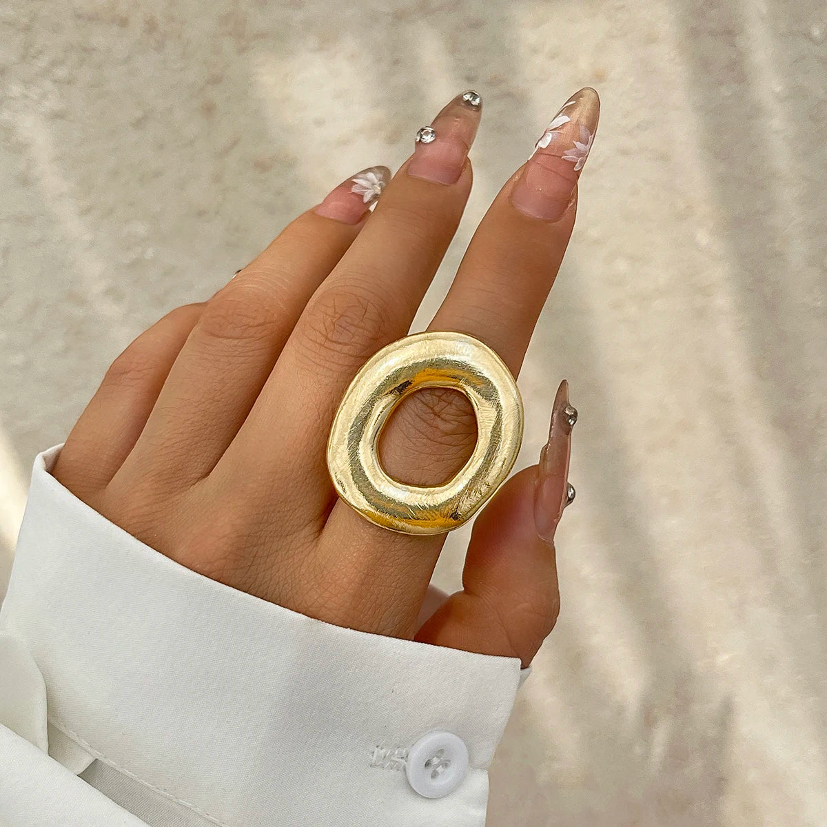 Vintage Gothic Geometric Metal Rings for Women Trend Boho Flower Irregular Circular Couple Ring Wed Jewelry Accessories New