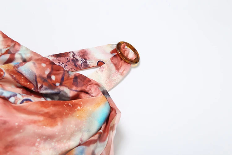 Colorful Fashion Dress Women Ring Decoration Hollow Sexy Backless Irregular Hem Tassel Ruched Club Party Mini Bodycon