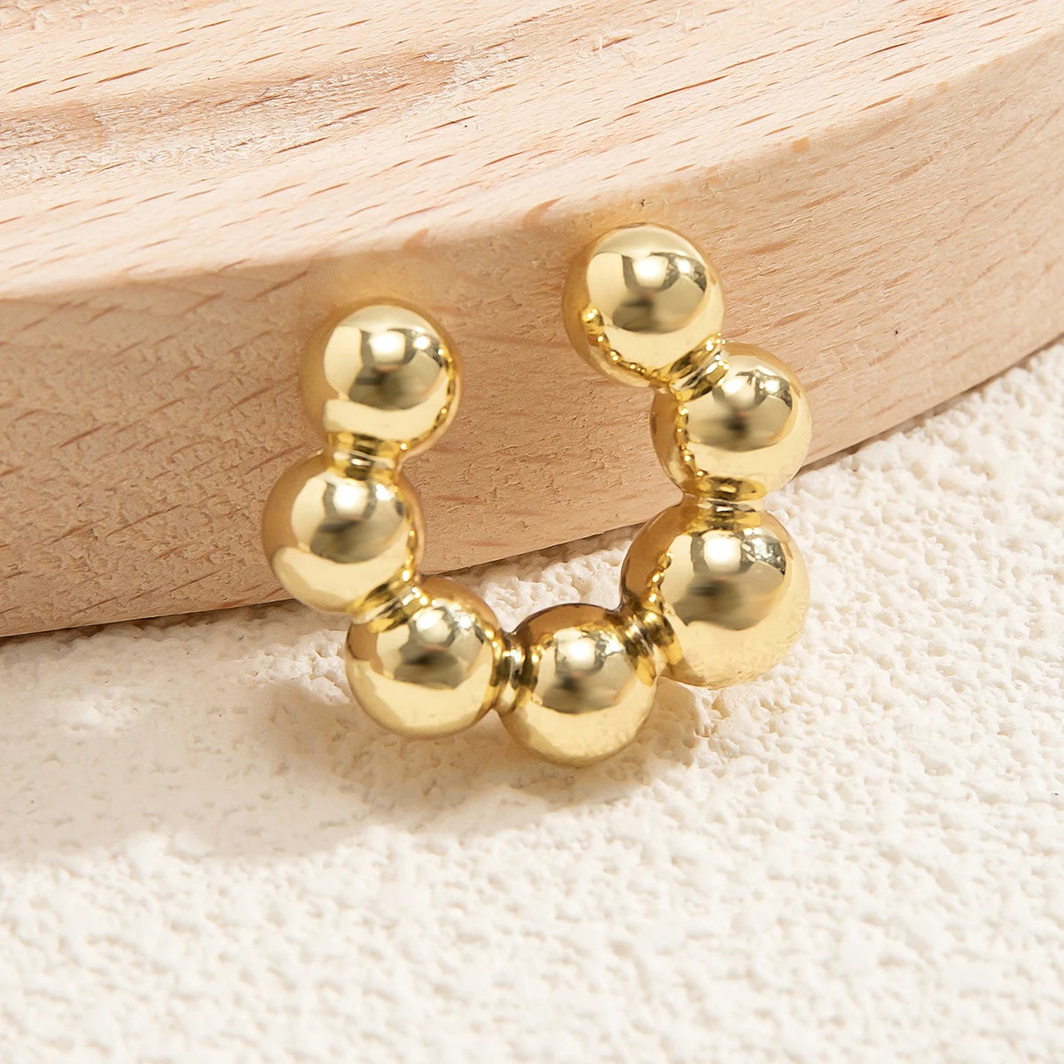 1Pair Unique Punk CCB Ball Beads Clip Earrings for Women Trendy No Piercing Ear Cuff Fake Cartilage Earring Jewelry Accessories