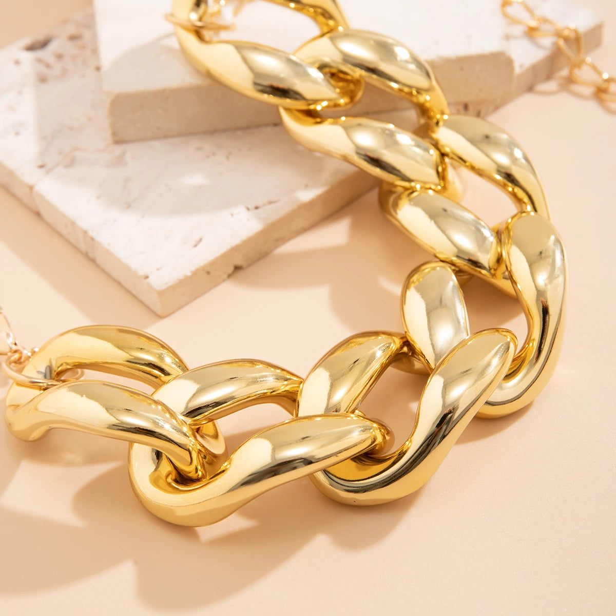 Exaggerated Plastic CCB Big Chunky Chain Necklace for Women Vintage Goth Twisted Lock Thick Choker Grunge Jewelry Steampunk Men