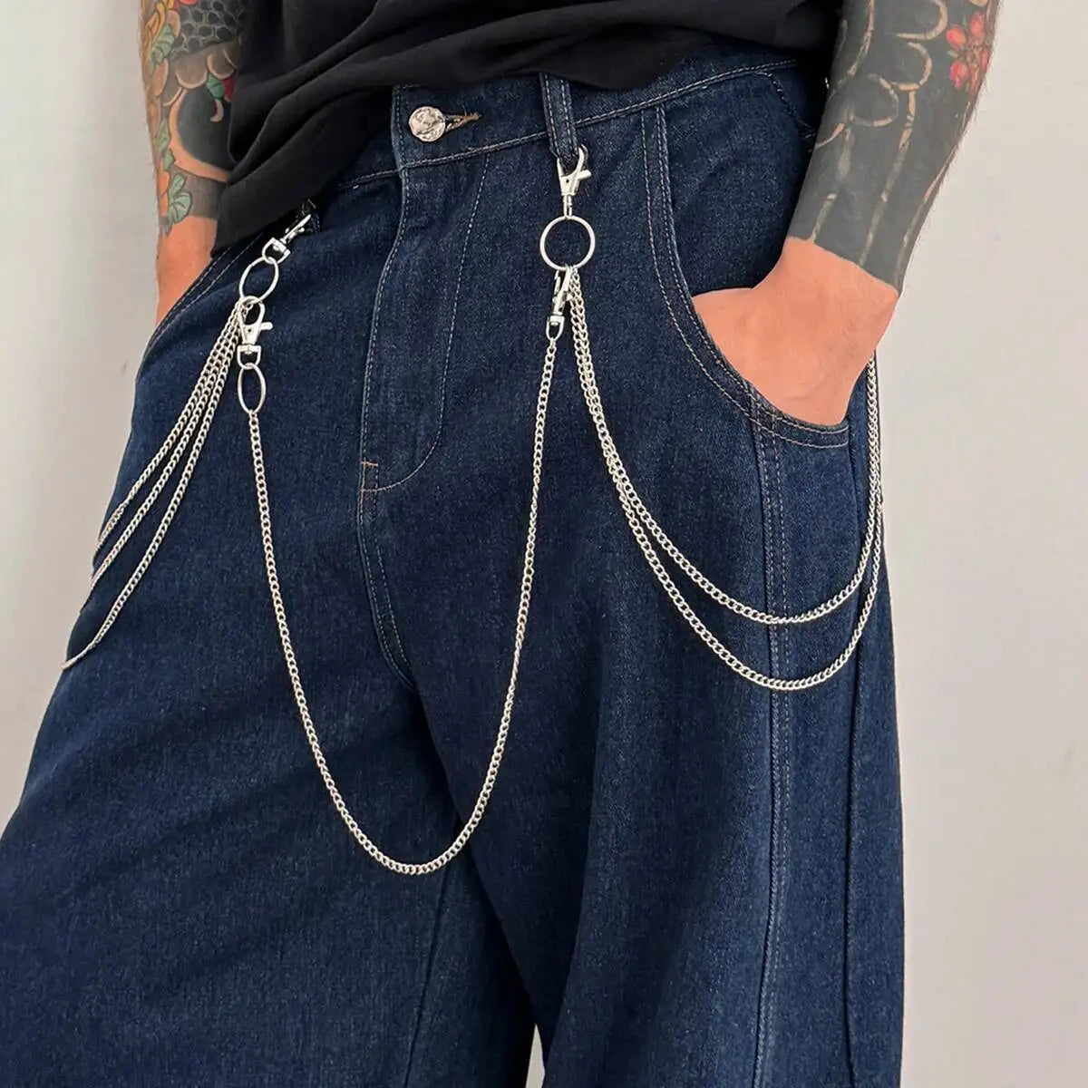 3Pcs/Set Hip Hop Multilayer Metal Keychain Waist Belts Chain for Women Men Punk Trousers Pants Chain Street Jewelry