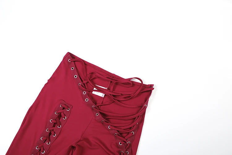 Sexy 2piece Set Women Hipster Halter Camisole+Shirring Hollow Pants Midnight Matching Stretch Clubwear Skinny Outfits