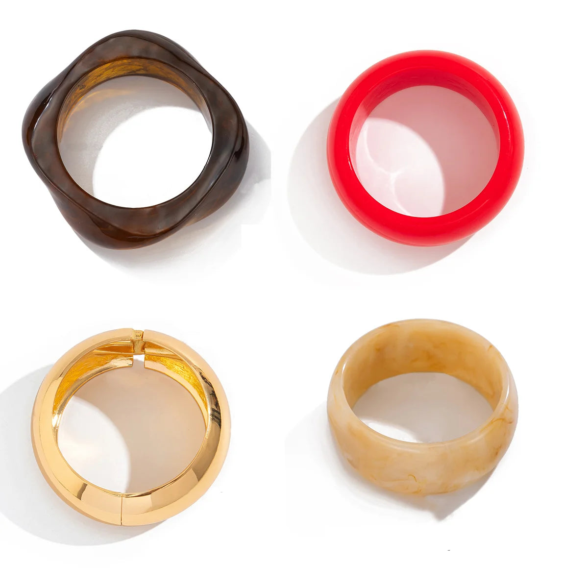 2025 Y2k Irregular Mixed Color Resin Bangles Bracelets for Women Punk Geometric Bracelet Fashion Accessories Jewelry