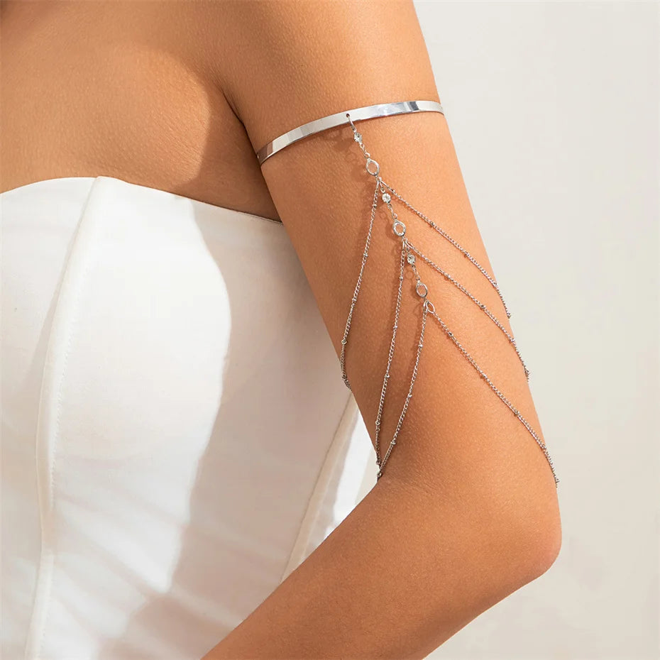 17 Styles Boho Crystal Pendant Cuff Open Bangles for Women Wed Bridal Goth Tassel Link Arm Bracelets Party Jewelry Gift