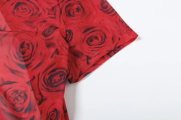 Flower Print Jumpsuits Women Turtleneck Short Sleeve Backless Skinny Peach Hip Midnight Club Party Fashion Overalls