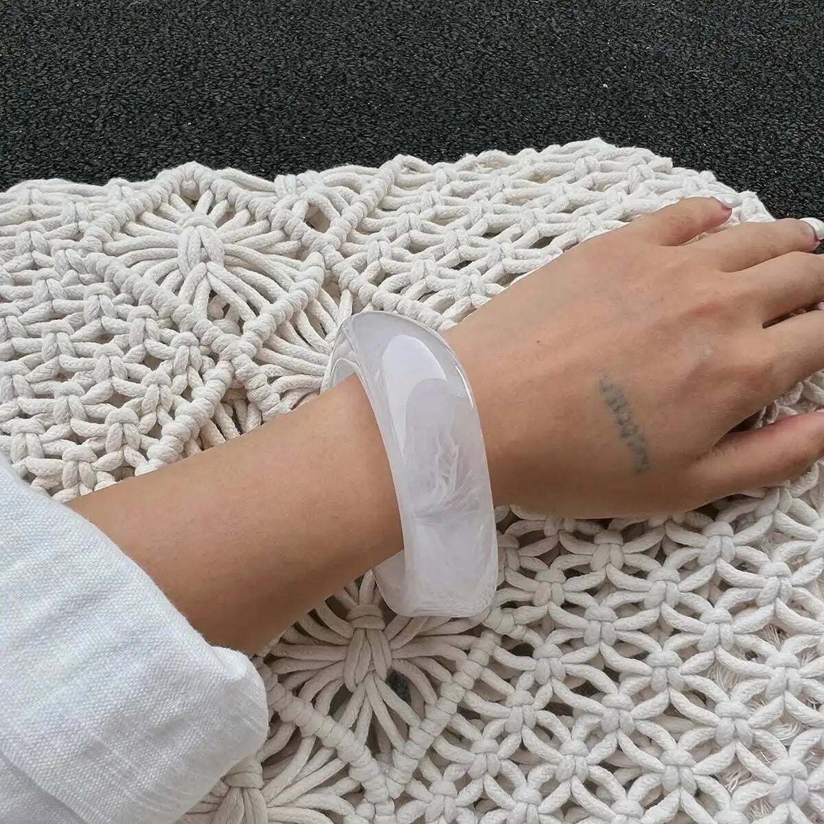 Y2K Transparent Resin Acrylic Bangles for Women New Trend 2025 Boho Irregular Geometric Wide Bracelet Charms Jewelry