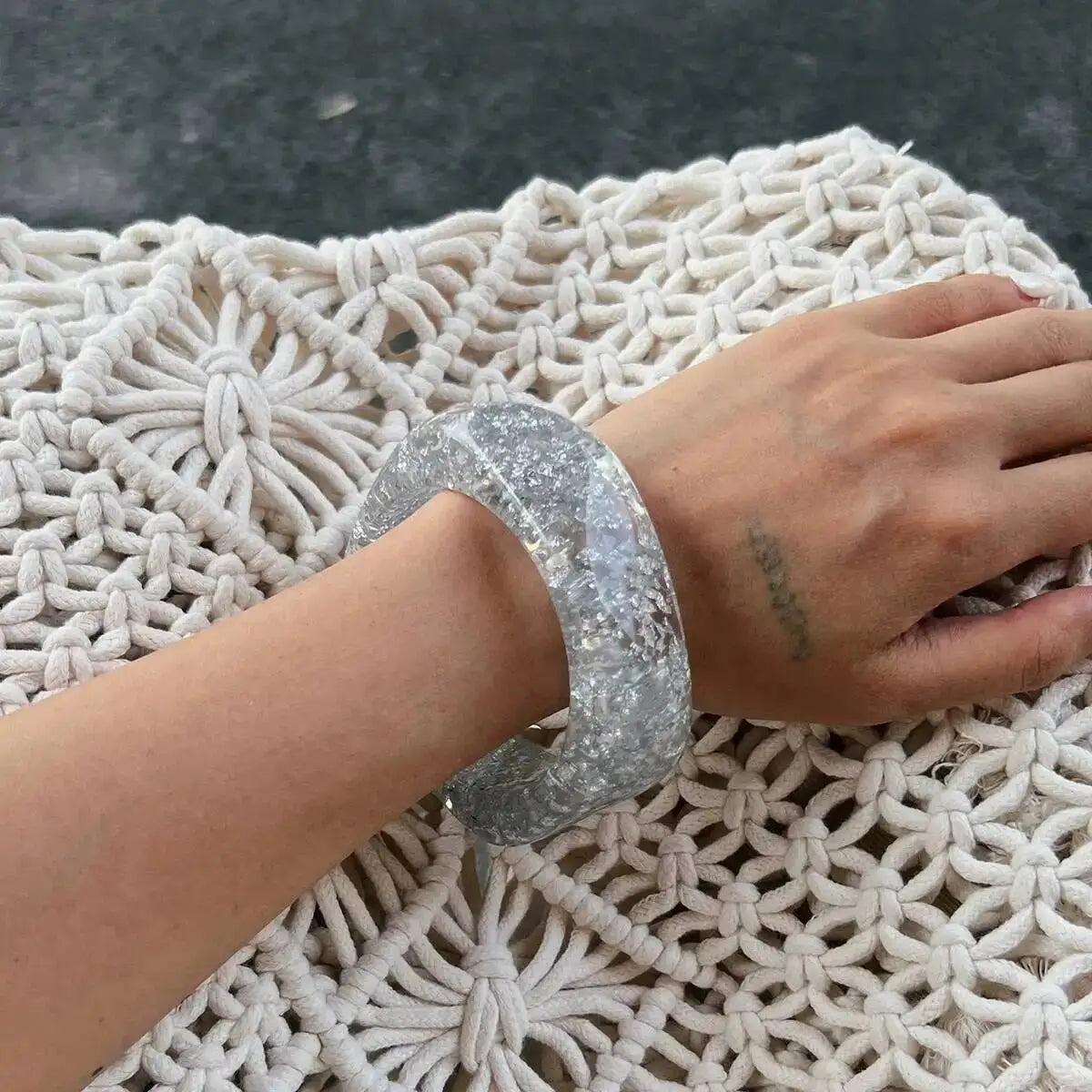 Y2K Transparent Resin Acrylic Bangles for Women New Trend 2025 Boho Irregular Geometric Wide Bracelet Charms Jewelry