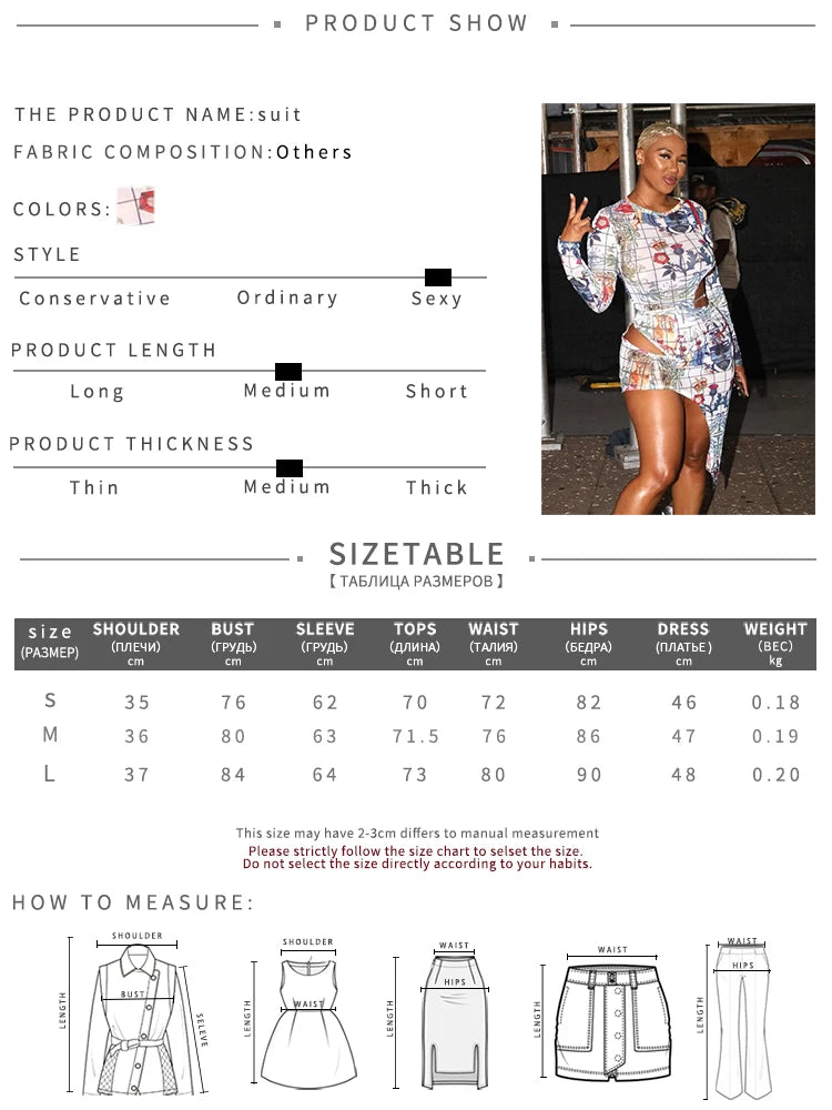 Y2K See Through 2 Piece Set Women Sexy Flowers Lace-Up Hollow Bodysuit+Irregular Skirts Matching Streetwear Outfits