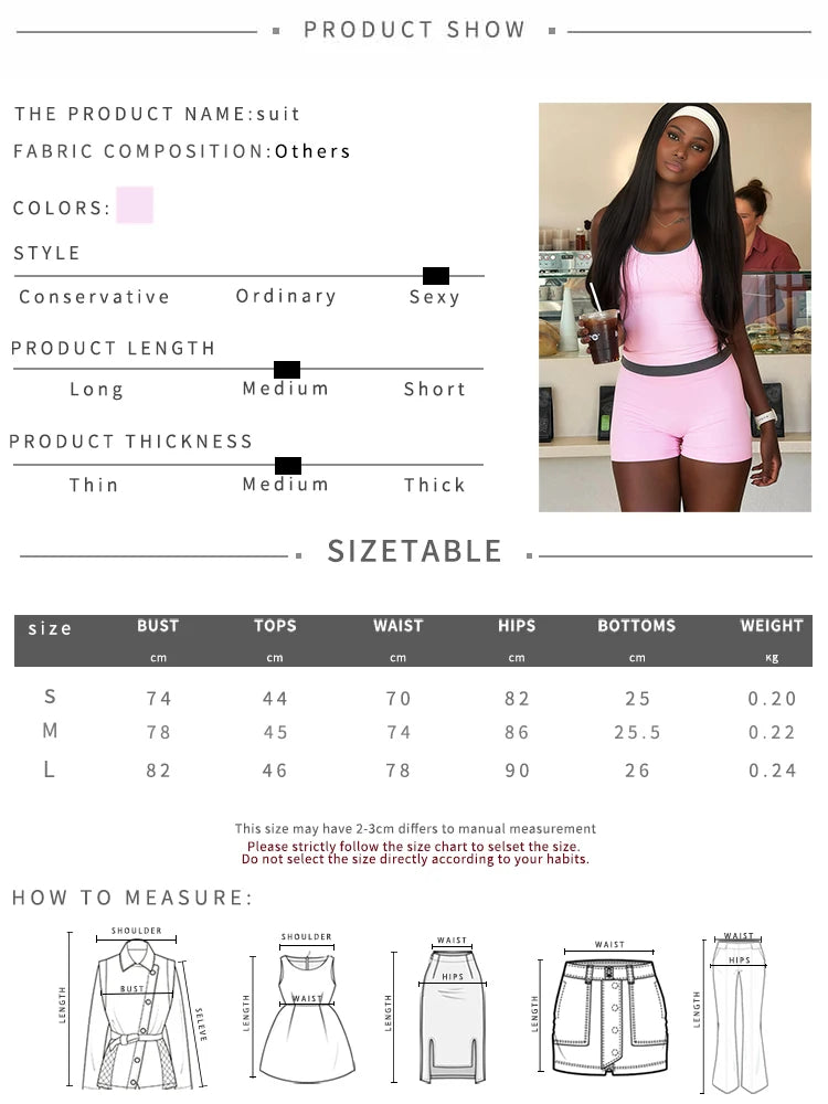 Hottie Line Patchwork 2 Piece Set Women Trend Backless Halter Low-Neck Sleeveless Tank Top+Bike Short Street Suits