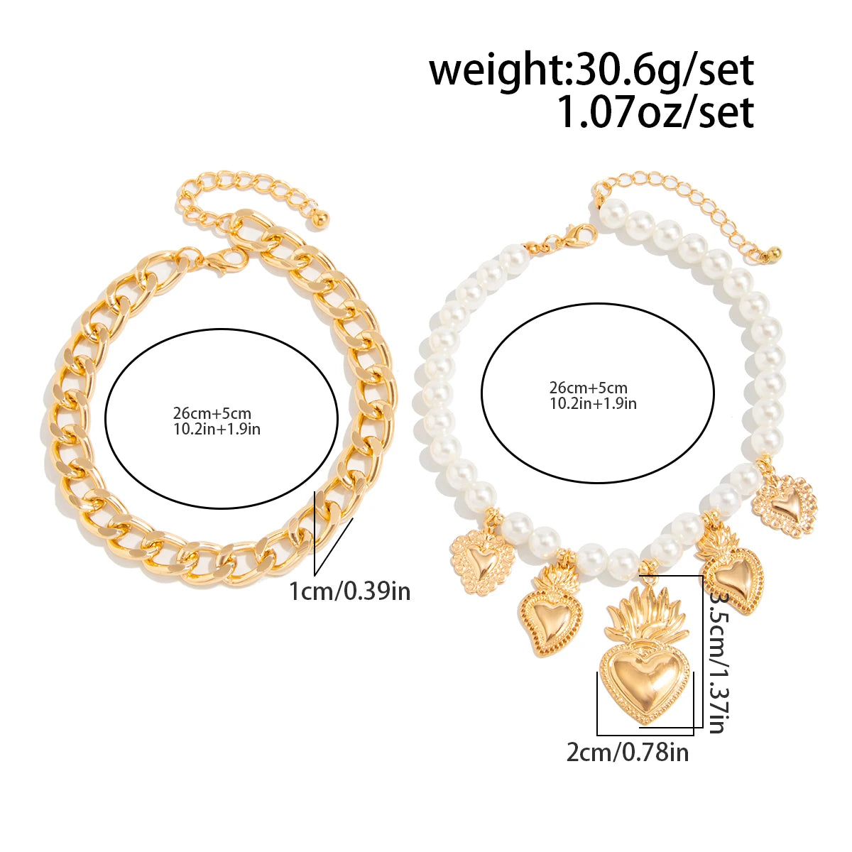 Boho Love Heart Pendant Beach Foot Anklet for Women Vintage Imitation Pearl Chain Ankle Summer Beach Sandals Jewelry