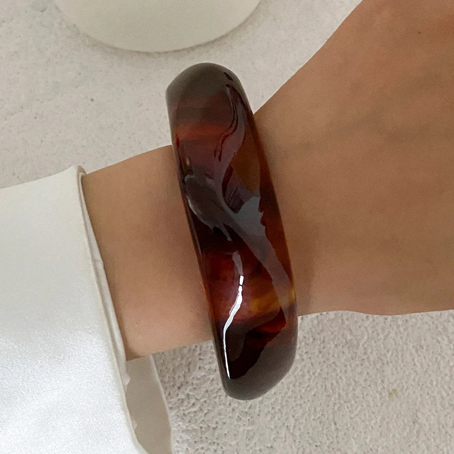 2025 Trendy Stacking Resin Bangles for Women Men Hip Hop Irregular Chunky Cuff Bracelets Charm Accessories Jewelry