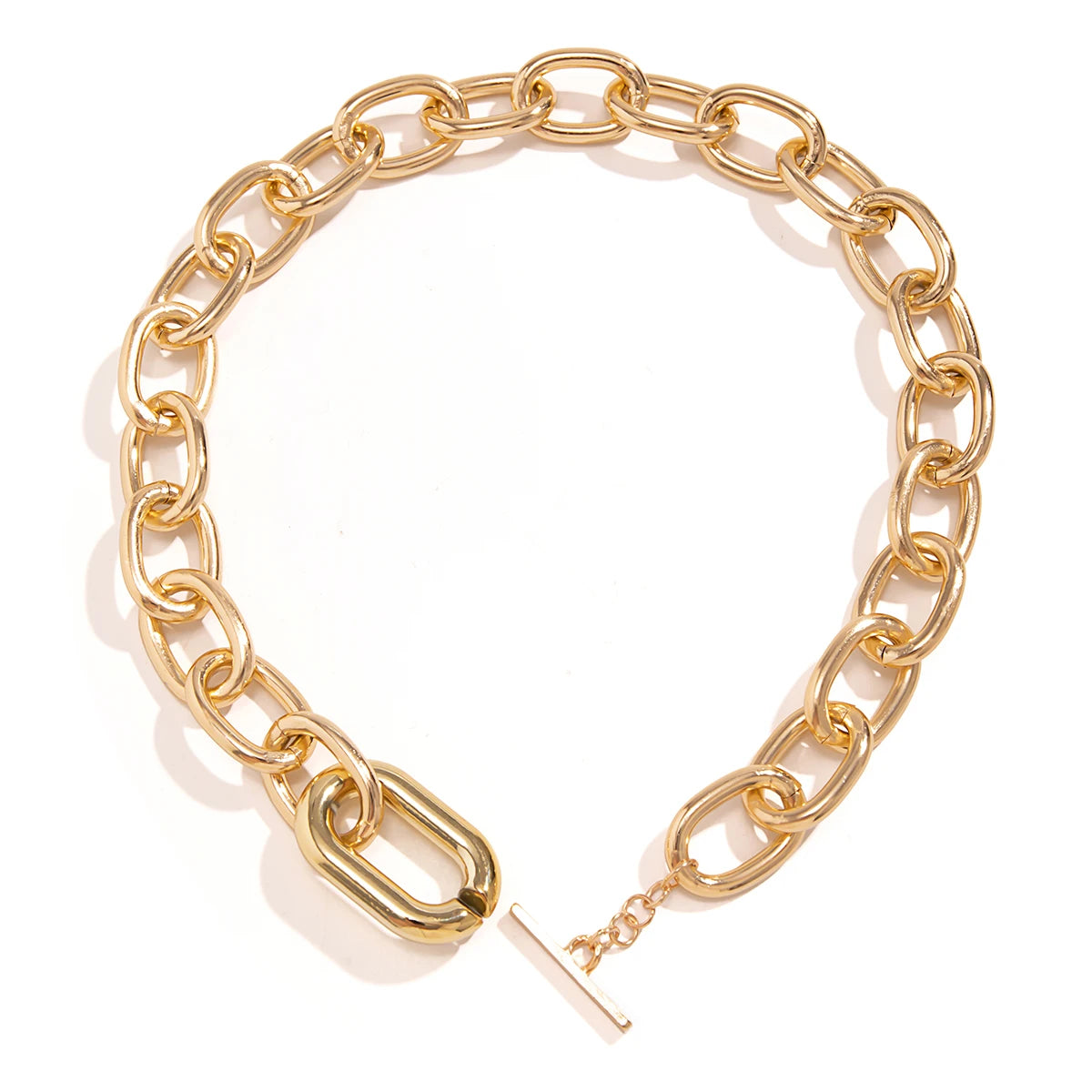 Vintage Punk Heavy Metal Big Chunky Chain Necklace for Women Goth OT Buckle Lock Choker Grunge Jewelry Steampunk Men