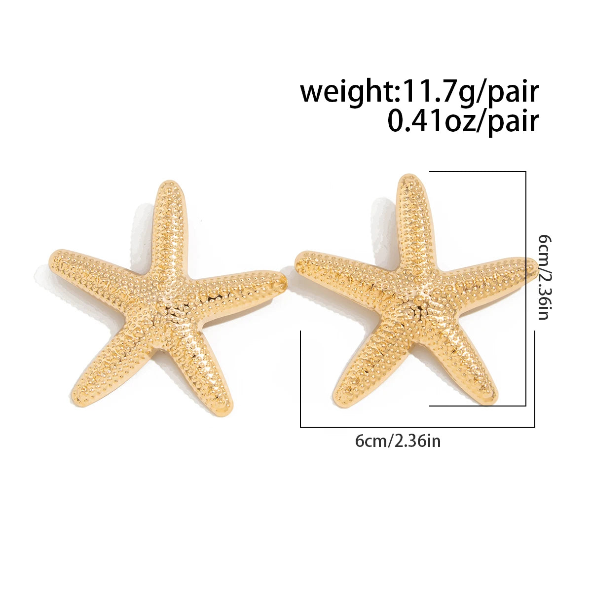 2025 New Fashion Boho Metal Starfish Stud Earrings for Women Summer Gold Color Piercing Earrings Aesthetic Jewelry Gift
