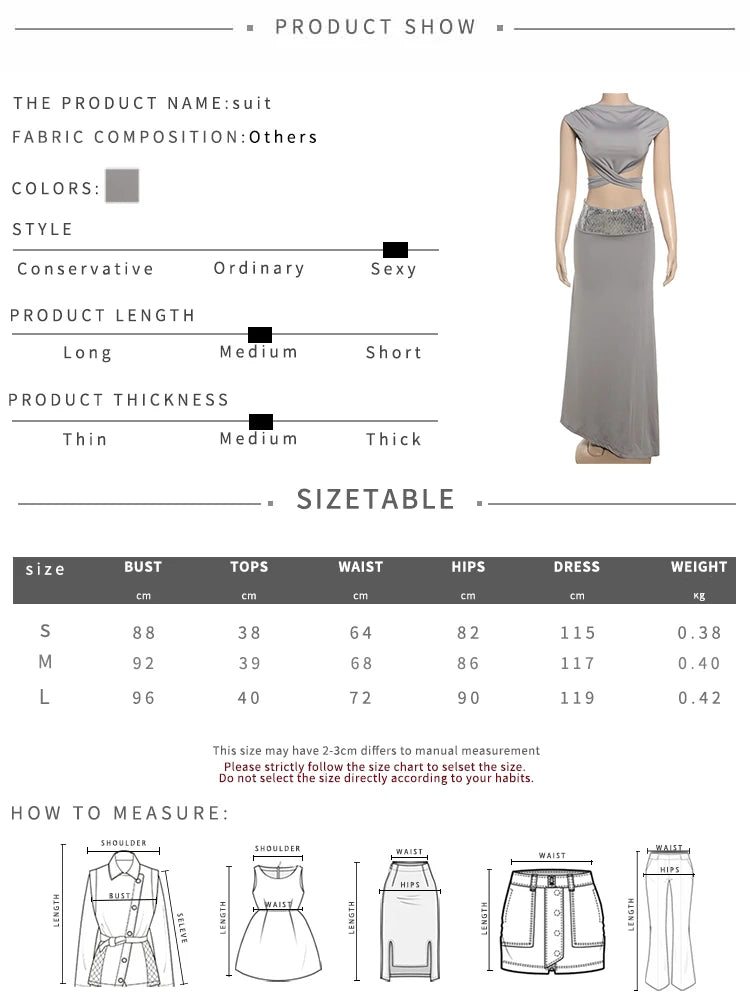 Sexy Y2K Elegant 2 Piece Set Women Summer Backless Cross Bandage Tank Top+Widewaist Sequins Long Skirts Matching Suit