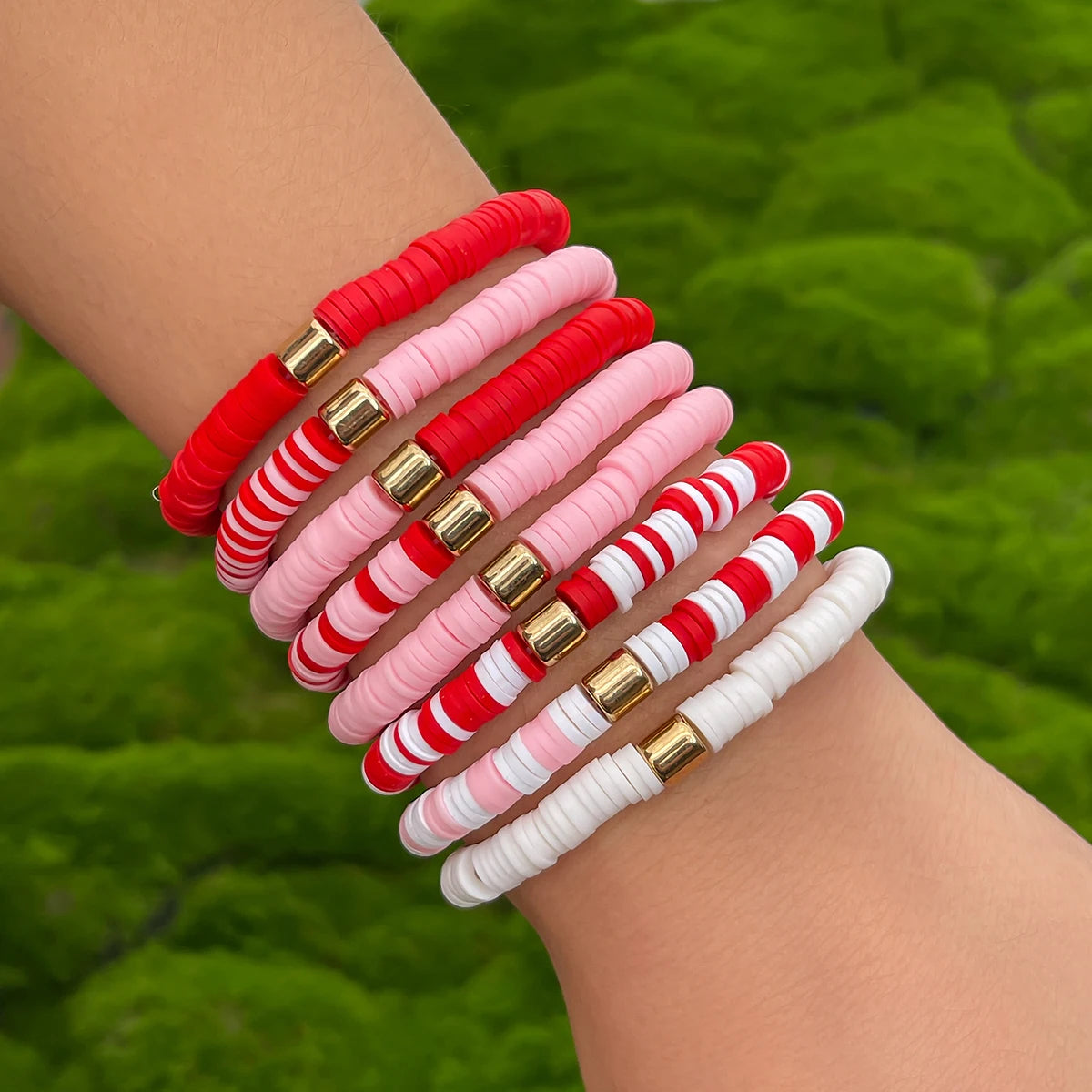 10 Styles Romantic Soft Ceramic Acrylic Beads Letter Chain Bracelet Boho Sweet Heart Bangles Y2K Aesthetics Jewelry New