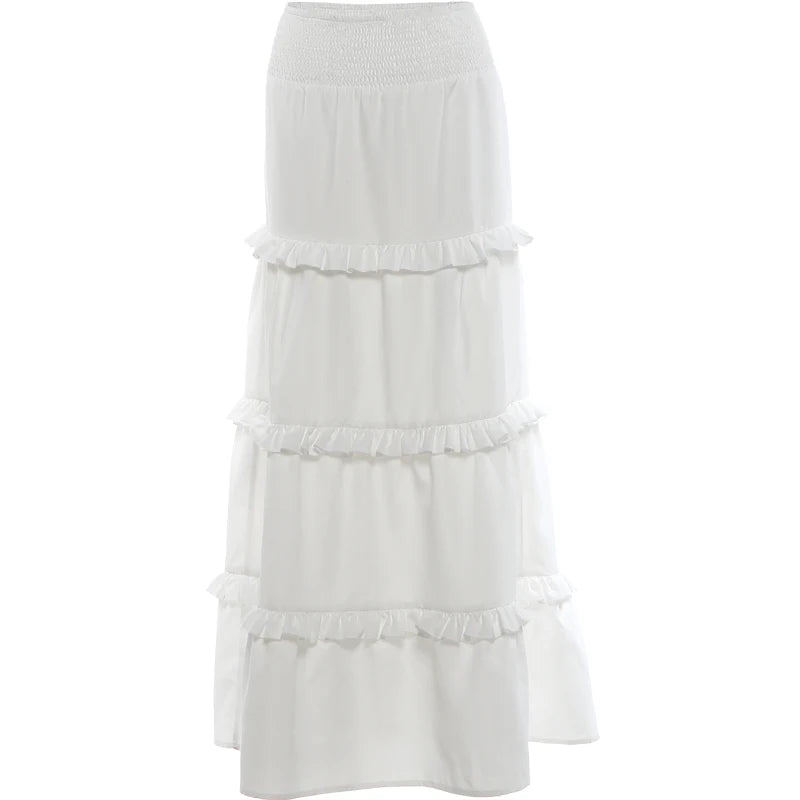 Summer Simple 2 Piece Set Women Simple Ruffled patchwork Mini Sleeve Elastic Hem T-Shirt+Cake Skirt Fashion Party Suits