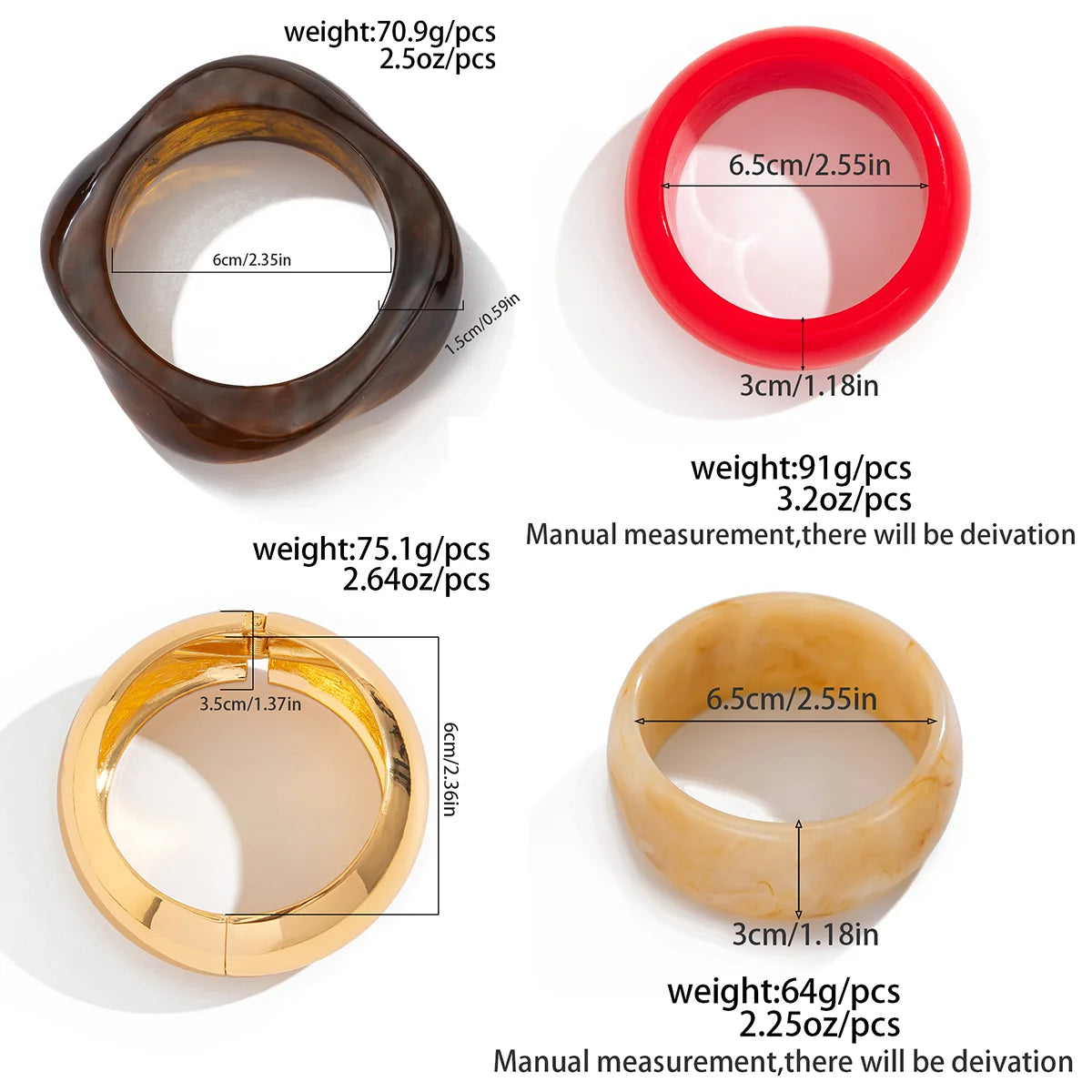 2025 Y2k Irregular Mixed Color Resin Bangles Bracelets for Women Punk Geometric Bracelet Fashion Accessories Jewelry