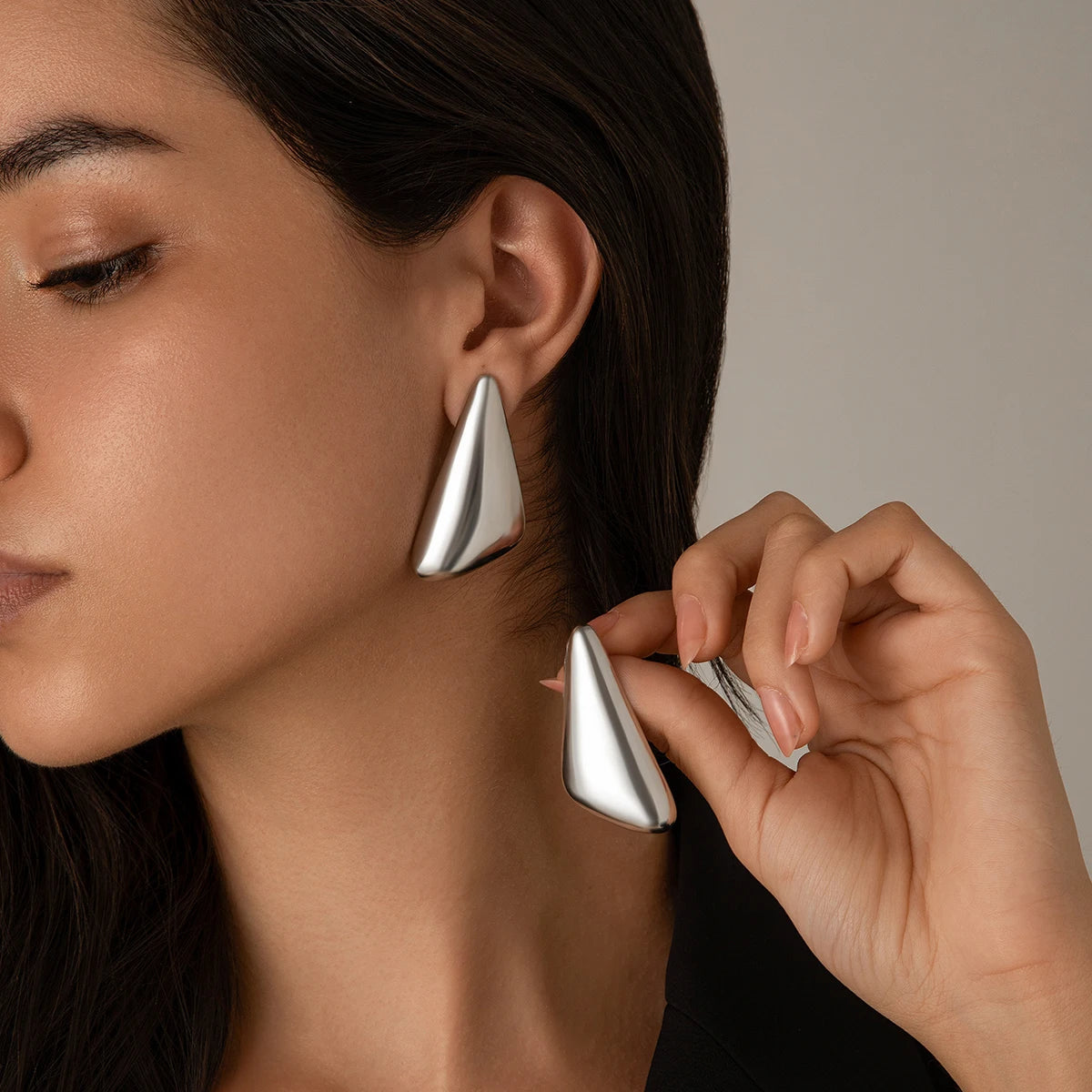 Vintage Punk Smooth Metal Stud Earrings Women Trend Goth Geometric Piercing Earrings Ear Jewelry Accessories Gift