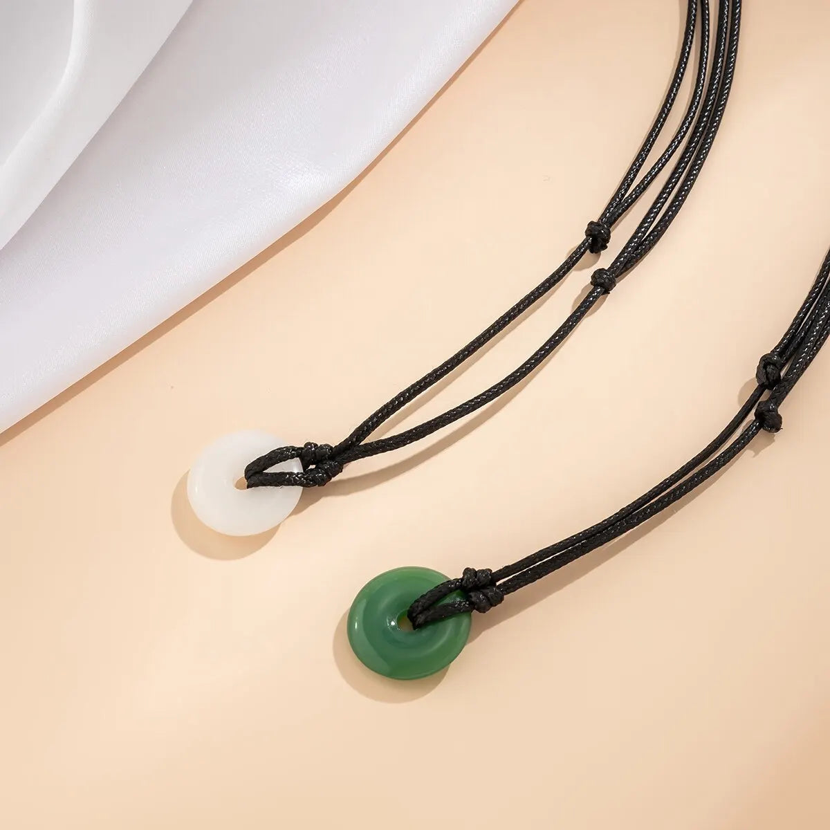 2Pcs Chinese Style Vintage Peace Buckle Pendant Choker Necklace for Women Simple Adjustable Long Chain Y2K Jewelry Accessories