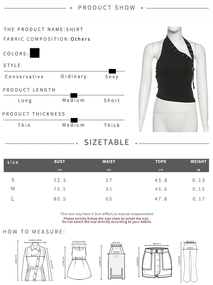 Sexy Hipster Hollow 3-Piece Set Women Biased Collar Backless Tank Tops+Rivet Waistband+Simple Shorts Midnight Suit