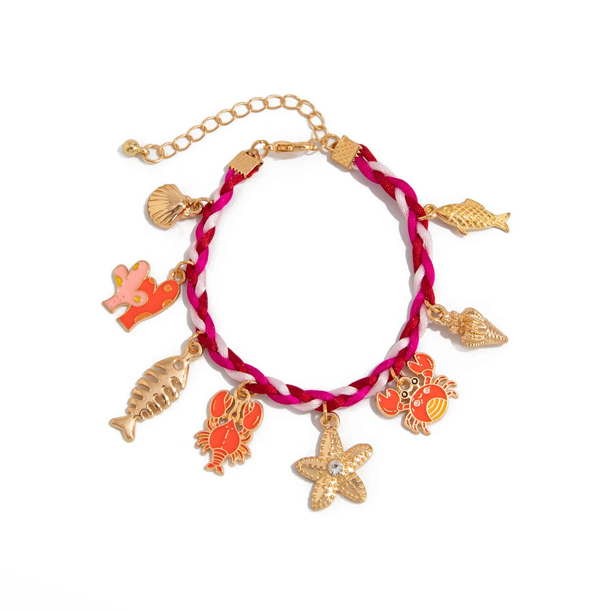 2025 Fashion Starfis Conch Fish Crab Shrimp Pendant Bracelet Unique Retro Braided Rope Chain Bangles Charm Jewelry Gift