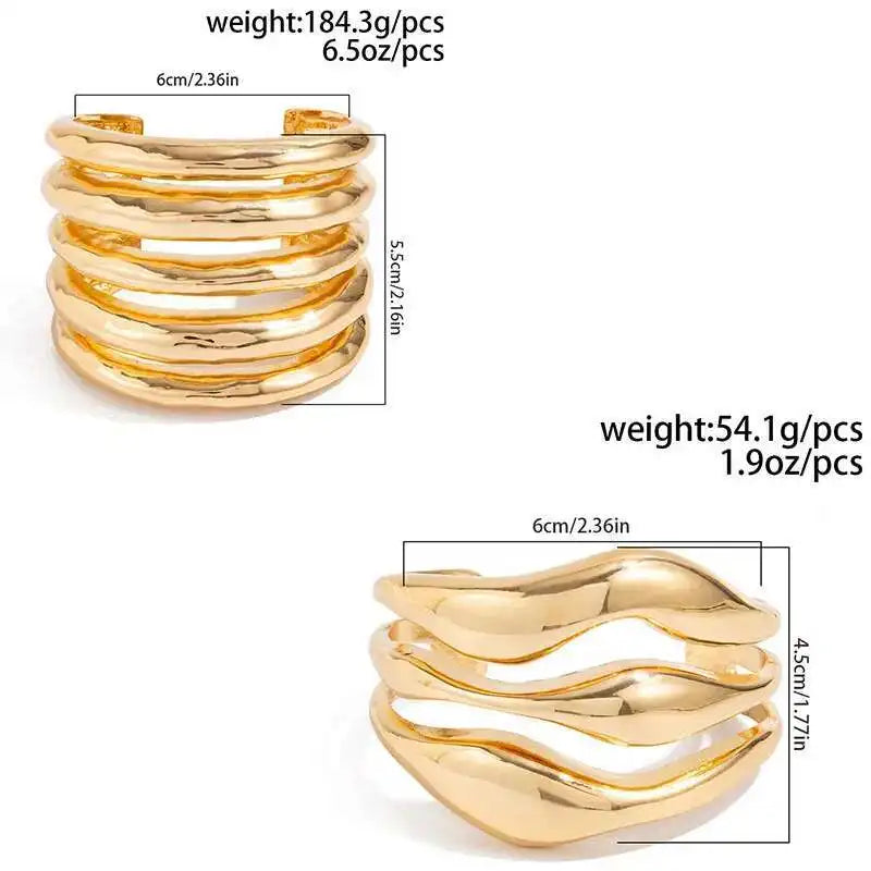2 Styles Trendy Simple Chunky Thick Bangles for Women Vintage Smooth Curved Alloy Bracelet Summer Charm Jewelry Gift